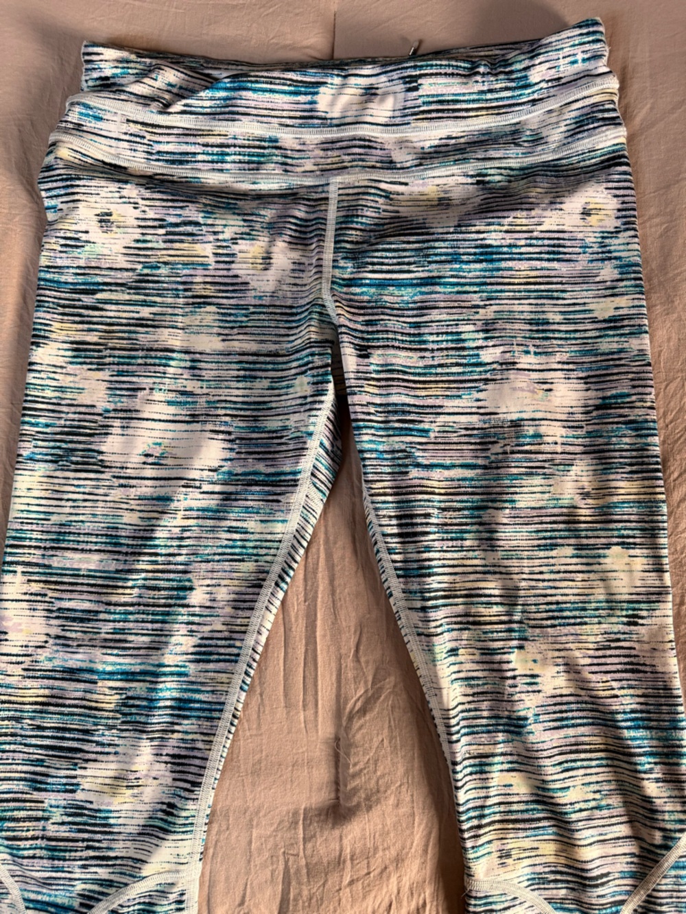 lululemon athletica Blue, White & Black Striped Pattern Leggings